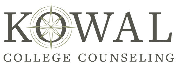 Kowal College Counseling logo — serif wordmark with compass rose emblem
